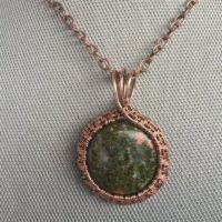 Green. Jasper Stone Of Tenderness. Handmade Jewelry. Jasper Raw Gemstone. Wire Wrapped Necklace. Unique Necklace. Copper Necklace. Pendant. | Natural genuine Gemstone jewelry. Buy crystal jewelry, handmade handcrafted artisan jewelry for women.  Unique handmade gift ideas. #jewelry #beadedjewelry #beadedjewelry #gift #shopping #handmadejewelry #fashion #style #product #jewelry #affiliate #ad