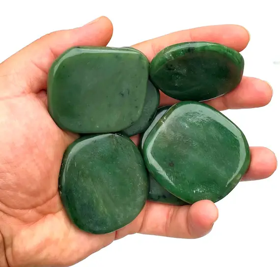 Green Nephrite Jade Tumble Sliced 300 Grams
