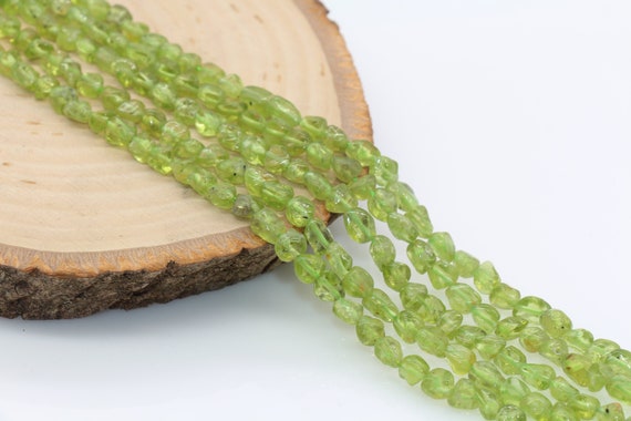 Green Peridot  Nugget Beads, Gemstone Irregular Loose Beads, Pebble Nugget Beads, Size 6mm #51