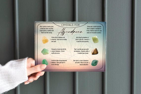 Healing Crystals For Abundance| Printable Card Lists 6 Stones That Attract Abundance, Wealth, And Prosperity Along With The Crystal Meanings