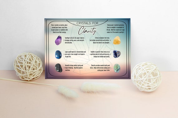 Healing Crystals For Clarity | Printable Card Lists 6 Stones That Provide Clarity And Improve Concentration Along With The Crystal Meanings.