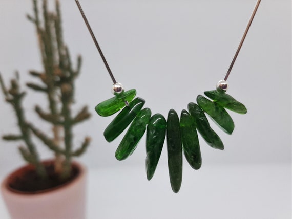 Heart Chakra Necklace For Women,raw Diopside Necklace,energy Necklace,raw Crystal Necklace,dainty Necklace,gift For Her