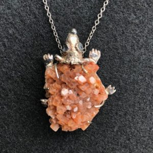 Shop Aragonite Necklaces! HEDGIE — Sparkling Aragonite Crystals Inspire Hand-Sculpted Silver Hedgehog Design | Natural genuine Aragonite necklaces. Buy crystal jewelry, handmade handcrafted artisan jewelry for women.  Unique handmade gift ideas. #jewelry #beadednecklaces #beadedjewelry #gift #shopping #handmadejewelry #fashion #style #product #necklaces #affiliate #ad