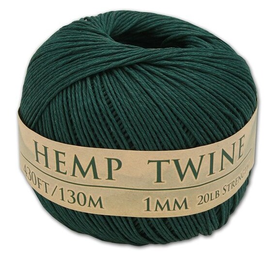 Hemp Twine - Hunter Green, All-natural 1mm, 430 Feet