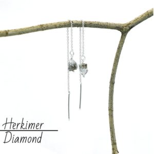 Shop Herkimer Diamond Earrings! Herkimer Diamond Raw Threader Earrings Raw Birthstone Earring 925 Sterling Silver Jewelry Wire Wrapped Pull Up Threader Dangle Drop Earring | Natural genuine Herkimer Diamond earrings. Buy crystal jewelry, handmade handcrafted artisan jewelry for women.  Unique handmade gift ideas. #jewelry #beadedearrings #beadedjewelry #gift #shopping #handmadejewelry #fashion #style #product #earrings #affiliate #ad