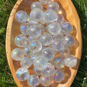 High Quality Angel Aura Clear Quartz Spheres  – 1 Piece – 3 Piece – 5 Pieces – Healing – Crystal – Gemstone – Reiki – Rainbow | Natural genuine stones & crystals in various shapes & sizes. Buy raw cut, tumbled, or polished gemstones for making jewelry or crystal healing energy vibration raising reiki stones. #crystals #gemstones #crystalhealing #crystalsandgemstones #energyhealing #affiliate #ad