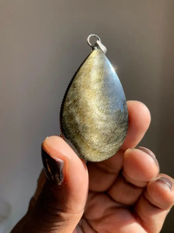 High Quality Golden Sheen Obsidian Pendant | Gold Sheen | Healing Crystals Stones  | Chakra Stones | Rocks And Minerals | Mexico Mineral