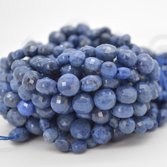 Natural Dumortierite Semi-precious Gemstone Faceted Coin Disc Beads - 6mm & 8mm Sizes - 15" Strand