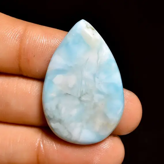 Natural Larimar Round Shape Cabochon Loose Gemstone For Making Jewelry 14 Ct. 16x16x6 Mm