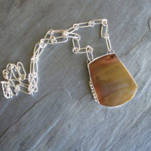 Shop Petrified Wood Necklaces! Huge Petrified Wood Necklace with Handmade Silver Chain | Natural genuine Petrified Wood necklaces. Buy crystal jewelry, handmade handcrafted artisan jewelry for women.  Unique handmade gift ideas. #jewelry #beadednecklaces #beadedjewelry #gift #shopping #handmadejewelry #fashion #style #product #necklaces #affiliate #ad