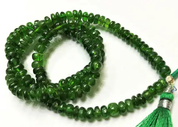 Huge Sale!! Natural Smooth Chrome Diopside Rondelle Beads/4mm 18”green Chrome Diopside Gemstone Beads/amazing Green Lustre Chrome Strand!