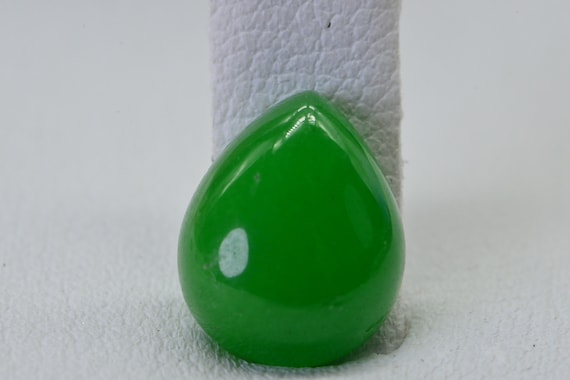 Jade Cabochon 10 Mm Hand Cut Natural Gemstone Burmese Jade Apple Green Pear Flat Back Cabochon