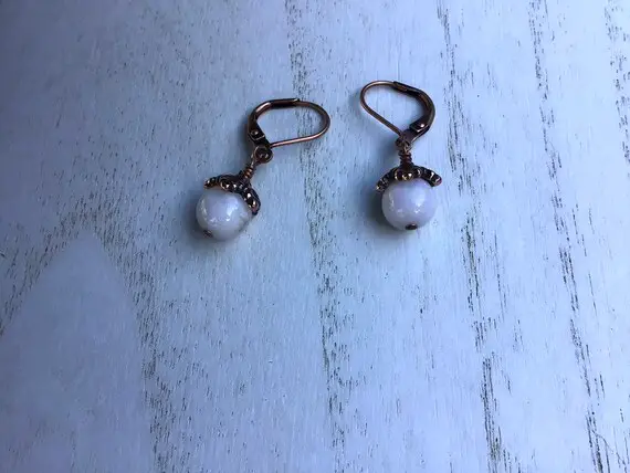 Kunzite Earrings, Antique Copper Lever Back Earrings, Boho Earrings, Bohemian Jewelry, Gemstone Earrings, Classic Earrings
