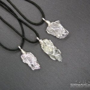 Shop Kunzite Pendants! Kunzite pendant necklace, rough and raw calming crystal, silver filled wire, choose your gemstone, unisex jewelry | Natural genuine Kunzite pendants. Buy crystal jewelry, handmade handcrafted artisan jewelry for women.  Unique handmade gift ideas. #jewelry #beadedpendants #beadedjewelry #gift #shopping #handmadejewelry #fashion #style #product #pendants #affiliate #ad