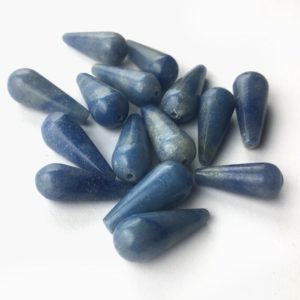 Large Dumortierite Blue Drop Beads, 22mm Full Drilled, 2 Pieces | Natural genuine other-shape Gemstone beads for beading and jewelry making.  #jewelry #beads #beadedjewelry #diyjewelry #jewelrymaking #beadstore #beading #affiliate #ad