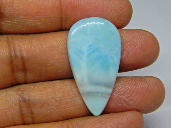 Natural Larimar Gemstone Pear Cabochon (30x17 Mm)