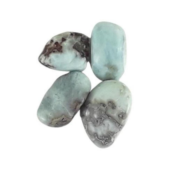 Larimar Tumbled Stones, Reiki Infused Blue Pectolite Dolphin Stone, Wire Wrapping Healing Crystals