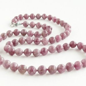 Shop Lepidolite Necklaces! Lepidolite Beaded Necklace, 6mm Lepidolite Necklaces, Genuine Lepidolite Hand Knotted Necklace for Women, Purple Lepidolite Jewelry Gift | Natural genuine Lepidolite necklaces. Buy crystal jewelry, handmade handcrafted artisan jewelry for women.  Unique handmade gift ideas. #jewelry #beadednecklaces #beadedjewelry #gift #shopping #handmadejewelry #fashion #style #product #necklaces #affiliate #ad