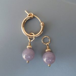 Lepidolite Earring Charms, Changeable Charms, Gold Earring Charms, Silver Earring Charms, Interchangeable Earrings,Charms For Hoops, For Her | Natural genuine Lepidolite earrings. Buy crystal jewelry, handmade handcrafted artisan jewelry for women.  Unique handmade gift ideas. #jewelry #beadedearrings #beadedjewelry #gift #shopping #handmadejewelry #fashion #style #product #earrings #affiliate #ad