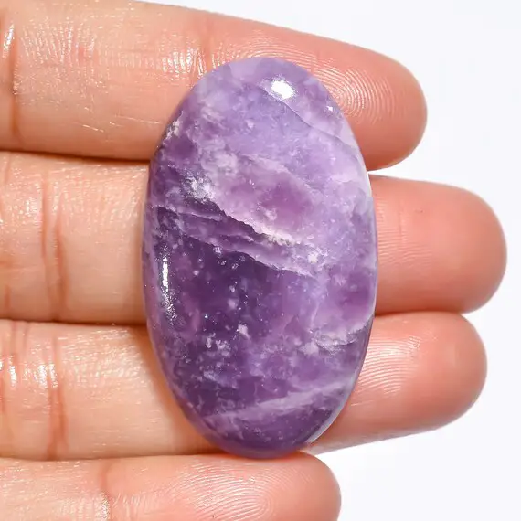 Lepidolite Gemstone, 100% Natural Purple Lepidolite Cabochon, Oval Shape Loose Gemstone, 49.5 Ct. Loose Lepidolite, Size 38x23x6 Mm S-10187