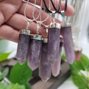 Shop Lepidolite Necklaces! Lepidolite Necklace ~ 16" 925 Silver Sparkle Chain or 24" Adjustable Black Chord~ Choose Your Piece ~ Crystal Stone ~ Soothing | Natural genuine Lepidolite necklaces. Buy crystal jewelry, handmade handcrafted artisan jewelry for women.  Unique handmade gift ideas. #jewelry #beadednecklaces #beadedjewelry #gift #shopping #handmadejewelry #fashion #style #product #necklaces #affiliate #ad
