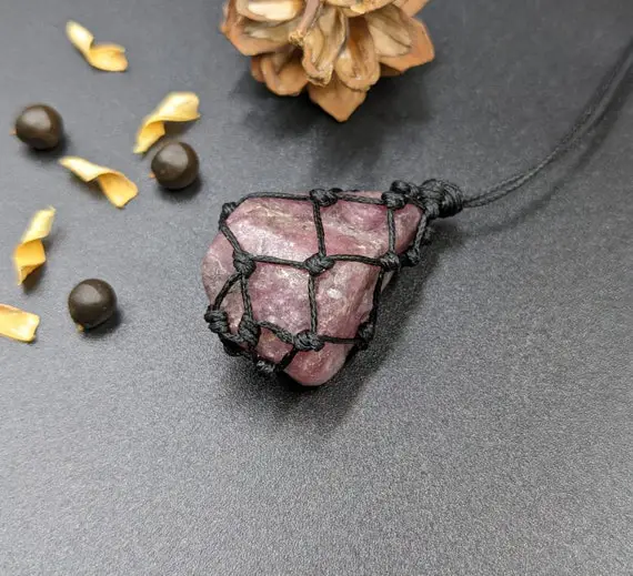 Lepidolite Necklace • Genuine Stone Pendant, Healing Crystal For Wisdom• Heart Chakra, Emotional Balance • Natural• Libra Gift • Her And Him