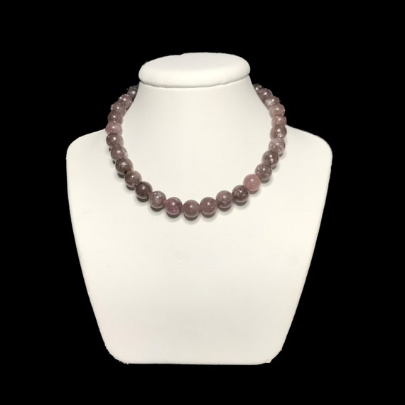 Lepidolite Necklace. High Quality Genuine Crystal Necklace. Libra Birthstone. Lepidolite Bead Necklace. 50th Birthday Gift For Women.