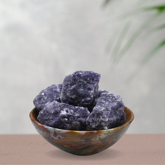 Lepidolite Wholesale Raw Gemstones Crystals And Stones, Natural Rough Raw Crystals For Diy Tumbling Healing Meditation (free Velvet Pouch)
