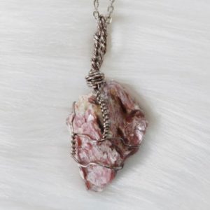 Shop Lepidolite Necklaces! Lepidolite Raw Wire Wrapped Crystal Necklace Talisman | Natural genuine Lepidolite necklaces. Buy crystal jewelry, handmade handcrafted artisan jewelry for women.  Unique handmade gift ideas. #jewelry #beadednecklaces #beadedjewelry #gift #shopping #handmadejewelry #fashion #style #product #necklaces #affiliate #ad