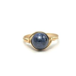 LG Dumortierite 14k Gold Filled Wire Wrapped Ring | Natural genuine Gemstone rings, simple unique handcrafted gemstone rings. #rings #jewelry #shopping #gift #handmade #fashion #style #affiliate #ad