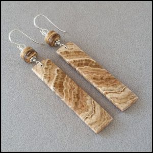 Shop Aragonite Jewelry! Long Aragonite Bar Earrings, 925 Sterling Silver, Coconut Shell, Natural Beige Brown Stone, Earthy Gemstone Slab, Leverback Option | Natural genuine Aragonite jewelry. Buy crystal jewelry, handmade handcrafted artisan jewelry for women.  Unique handmade gift ideas. #jewelry #beadedjewelry #beadedjewelry #gift #shopping #handmadejewelry #fashion #style #product #jewelry #affiliate #ad