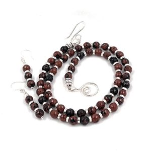 Shop Obsidian Necklaces! Mahogany Obsidian Necklace and Earrings. Jewelry Set.  Sterling Silver. The Truth Stone. | Natural genuine Obsidian necklaces. Buy crystal jewelry, handmade handcrafted artisan jewelry for women.  Unique handmade gift ideas. #jewelry #beadednecklaces #beadedjewelry #gift #shopping #handmadejewelry #fashion #style #product #necklaces #affiliate #ad