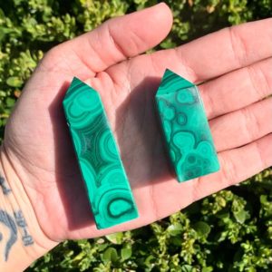 Shop Malachite Stones & Crystals! Malachite tower from South Africa some with druzy | Natural genuine stones & crystals in various shapes & sizes. Buy raw cut, tumbled, or polished gemstones for making jewelry or crystal healing energy vibration raising reiki stones. #crystals #gemstones #crystalhealing #crystalsandgemstones #energyhealing #affiliate #ad