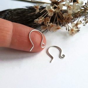 Shop Ear Wires & Posts for Making Earrings! Mini Recycled Sterling Silver Handmade Fish Hook Ear Wires, Hand Forged Miniature Ear Wires, Tiny Shepherds Hook Ear Wires, Jewellery Making | Shop jewelry making and beading supplies, tools & findings for DIY jewelry making and crafts. #jewelrymaking #diyjewelry #jewelrycrafts #jewelrysupplies #beading #affiliate #ad