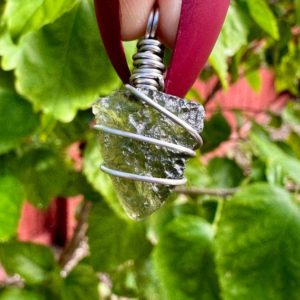 Shop Moldavite Pendants! Moldavite Pendant 1.75g Wire Wrapped in Stainless Steel | Natural genuine Moldavite pendants. Buy crystal jewelry, handmade handcrafted artisan jewelry for women.  Unique handmade gift ideas. #jewelry #beadedpendants #beadedjewelry #gift #shopping #handmadejewelry #fashion #style #product #pendants #affiliate #ad