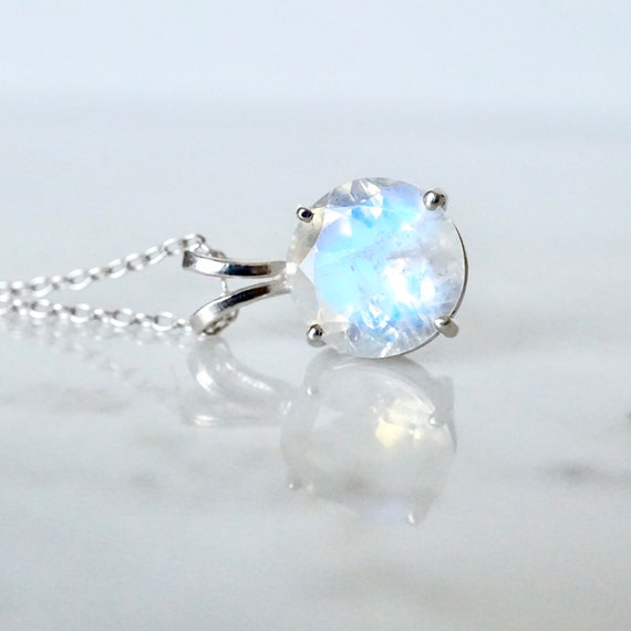 Moonstone Pendant Necklace, Sterling Silver Moonstone Necklace