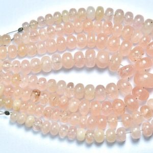 Shop Morganite Rondelle Beads! Morganite Rondelle Beads – 8 inches – Gorgeous Natural Smooth Big Pink Morganite Rondelles – Size is 6-10 mm #174 | Natural genuine rondelle Morganite beads for beading and jewelry making.  #jewelry #beads #beadedjewelry #diyjewelry #jewelrymaking #beadstore #beading #affiliate #ad