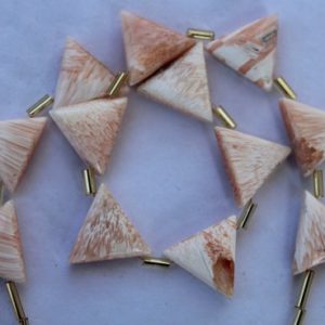 Shop Scolecite Beads! Natural 11 pieces smooth fancy triangle scolecite gemstone briolette beads 14 x 16 mm approx…..wholesale price, fancy gemstone | Natural genuine other-shape Scolecite beads for beading and jewelry making.  #jewelry #beads #beadedjewelry #diyjewelry #jewelrymaking #beadstore #beading #affiliate #ad
