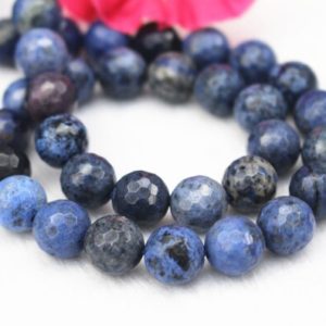 Shop Dumortierite Beads! Natural 128 Faceted Dumortierite Smooth Round Beads,blue Dumortierite Beads wholesale supply.15" strand,6mm 8mm 10mm 12mm | Natural genuine beads Dumortierite beads for beading and jewelry making.  #jewelry #beads #beadedjewelry #diyjewelry #jewelrymaking #beadstore #beading #affiliate #ad