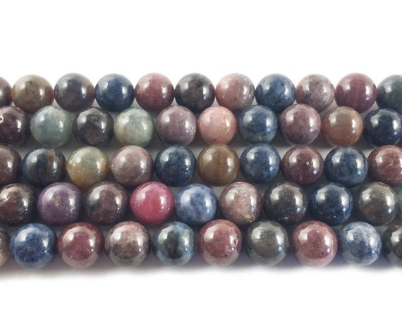 Natural 6mm Ruby Sapphire Round Beads Genuine Gemstone