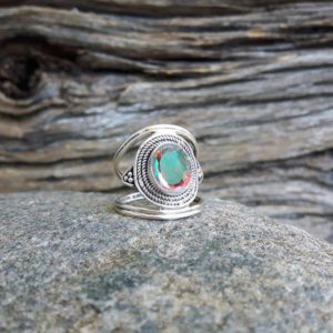 Shop Angel Aura Quartz Rings! Natural Angel Aura Quartz Ring, Silver Handmade Silver Ring, Natural Angel Aura Quartz Silver Ring, Anniversary Ring, Women Ring | Natural genuine Angel Aura Quartz rings, simple unique handcrafted gemstone rings. #rings #jewelry #shopping #gift #handmade #fashion #style #affiliate #ad