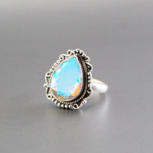 Shop Angel Aura Quartz Rings! Natural Angel Aura Quartz Ring ,925 Sterling Silver Ring, Handmade Silver Ring, Pear Angel Aura Quartz Ring, Designer Ring,Gift For Her | Natural genuine Angel Aura Quartz rings, simple unique handcrafted gemstone rings. #rings #jewelry #shopping #gift #handmade #fashion #style #affiliate #ad