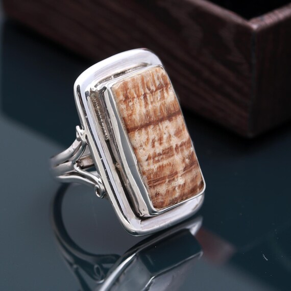 Natural Aragonite Ring, Antique Aragonite Ring, Handmade Silver Ring, 925 Sterling Silver Aragonite Ring, Gemstone Ring, Gift For Mother