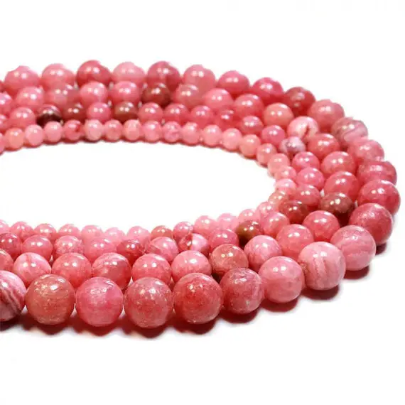 Natural Argentina Rhodochrosite Beads, 6mm, 8mm, 10mm, 12mm Size Available, Round Beads, Smooth Beads, Jewelry Making Polished Beads