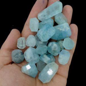 Shop Tumbled Aquamarine Crystals & Pocket Stones! Natural Blue Aquamarine Faceted Tumbles,Aquamarine Tumbles,Aquamarine Stone,Aquamarine Gemstone,Aquamarine Stone Tumbles,164 Grams | Natural genuine stones & crystals in various shapes & sizes. Buy raw cut, tumbled, or polished gemstones for making jewelry or crystal healing energy vibration raising reiki stones. #crystals #gemstones #crystalhealing #crystalsandgemstones #energyhealing #affiliate #ad