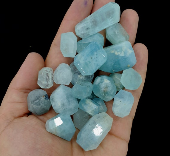 Natural Blue Aquamarine Faceted Tumbles,aquamarine Tumbles,aquamarine Stone,aquamarine Gemstone,aquamarine Stone Tumbles,164 Grams