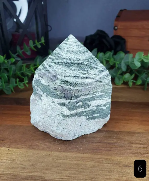 Natural Brazilian Serpentine Top Polished Point / Raw Base Generator - You Choose!