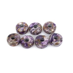 Natural charoite copper 14 x 8 x 4.5 mm rondelle smooth loose gemstone universal large hole european charms beads for making bracelet | Natural genuine rondelle Charoite beads for beading and jewelry making.  #jewelry #beads #beadedjewelry #diyjewelry #jewelrymaking #beadstore #beading #affiliate #ad