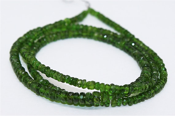 Natural Chrome Diopside Faceted Beads, 4mm-5mm Chrome Diopside Rondelle Beads, Chrome Diopside Jewelry Beads, Gemstone 13 Inch Strand