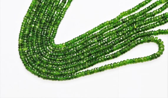 Aaa+ Chrome Diopside Faceted Rondelle Beads 3.5-4 Mm Chrome Tourmaline Rondelle Beads Chrome Diopside Beads Chrome Rondelle Beads Necklace